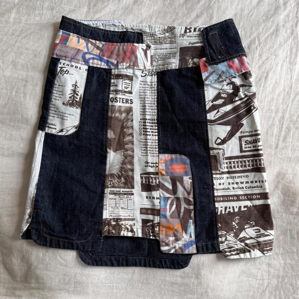 Vintage custo batcelona subversive multi pattern graphic skirt